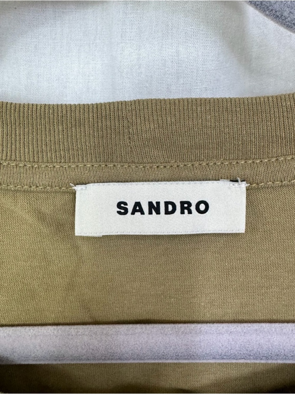 NEW Sandro Olive Green Rhinestone Embellished T-Shirt Size 4 US XL - Picture 11 of 11